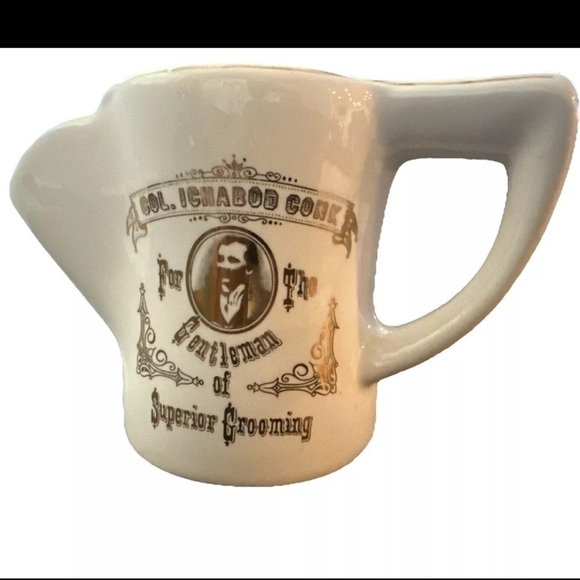 Col Ichabod Conk Barber Ceramic Shaving Cream Mug Cup VTG Gold Trim Victorian - Picture 1 of 5
